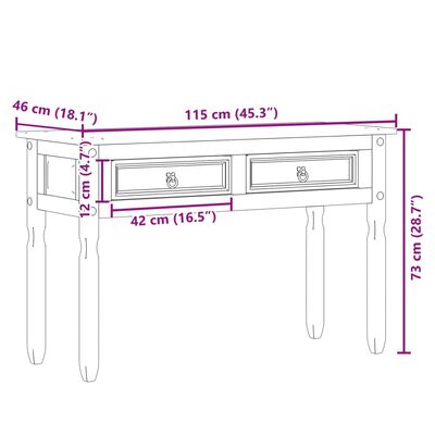 vidaXL Konzolna mizica Corona 115x46x73 cm trdna borovina