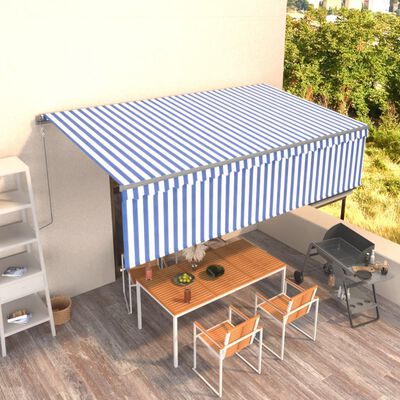 vidaXL Avtomatsko zložljiva tenda s senčilom 5x3 m modra in bela