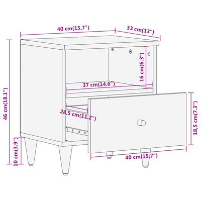 vidaXL Nočna omarica 2 kosa 40x33x46 cm trdna borovina