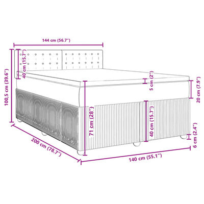 vidaXL Box spring postelja z vzmetnico roza 140x200 cm žamet