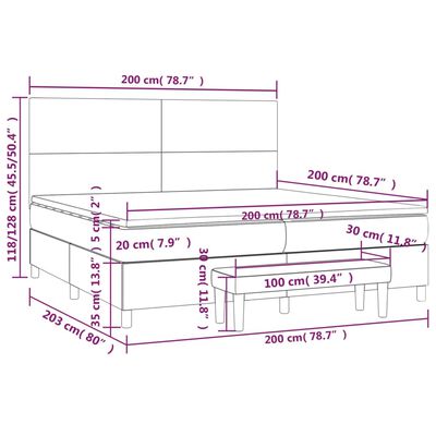 vidaXL Box spring postelja z vzmetnico siva 200x200 cm umetno usnje