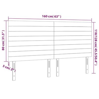 vidaXL LED posteljno vzglavje temno sivo 160x5x118/128 cm blago