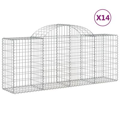 vidaXL Obokane gabion košare 14 kosov 200x50x80/100 cm cinkano železo