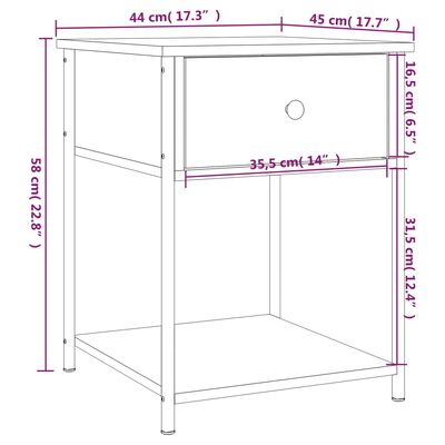 vidaXL Nočna omarica dimljen hrast 44x45x58 cm inženirski les