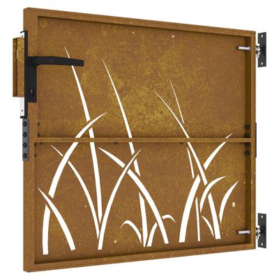 vidaXL Vrtna vrata 85x100 cm corten jeklo dizajn trave