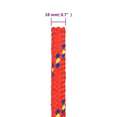 vidaXL Vrv za čoln rdeče 18 mm 25 m polipropilen