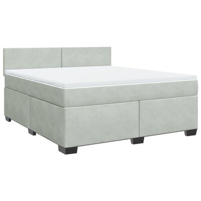 vidaXL Box spring postelja z vzmetnico svetlo siva 180x200 cm žamet