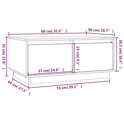 vidaXL Klubska mizica medeno rjava 80x50x35 cm trdna borovina