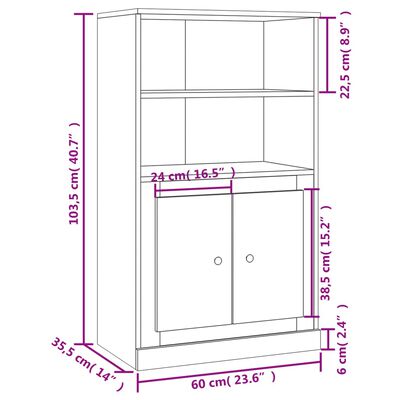 vidaXL Visoka omara visok sijaj bela 60x35,5x103,5 cm inženirski les