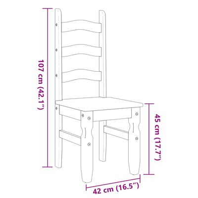 vidaXL Jedilni stoli 2 kosa Corona beli 42x47x107 cm trdna borovina