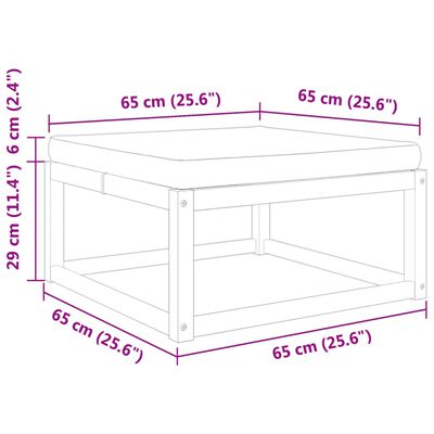 vidaXL Vrtni stolček za noge z blazino 65x65x29 cm trden akacijev les