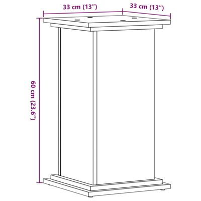 vidaXL Stojalo za rastline dimljeni hrast 33x33x60 cm inženirski les