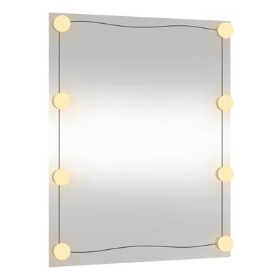 vidaXL Stensko ogledalo z LED lučmi 50x60 cm stekleno pravokotno