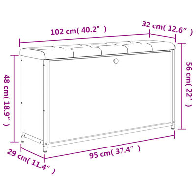 vidaXL Klop za čevlje s preklopnim predalom sonoma hrast 102x32x56 cm