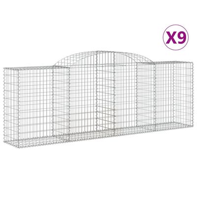 vidaXL Obokana gabionska košara 9kos 300x50x100/120cm pocinkano železo