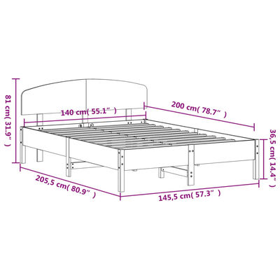 vidaXL Posteljni okvir brez vzmetnice bel 140x200 cm trdna borovina