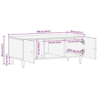 vidaXL Klubska mizica 100x54x40 cm trden mangov les