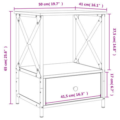 vidaXL Nočna mizica 2 kosa siva sonoma 50x41x65 cm inženirski les