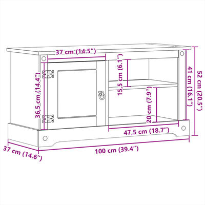 vidaXL TV omarica Corona 100x37x52 cm trdna borovina