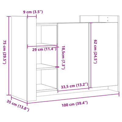 vidaXL Komoda sonoma hrast 100x35x75 cm inženirski les