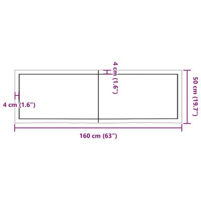 vidaXL Kopalniški pult 160x50x(2-4) cm neobdelan trden les