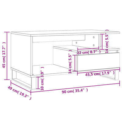 vidaXL Klubska mizica betonsko siva 90x49x45 cm inženirski les