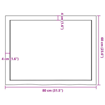 vidaXL Mizna plošča temno rjav 80x60x(2-4)cm obdelana trdna hrastovina