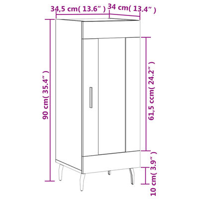 vidaXL Komoda sonoma hrast 34,5x34x90 cm inženirski les