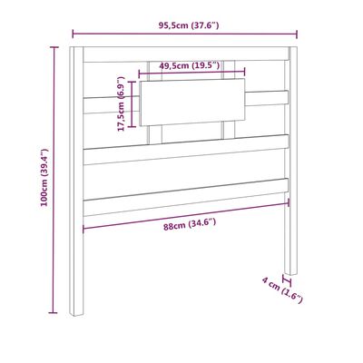 vidaXL Posteljno vzglavje belo 95,5x4x100 cm trdna borovina