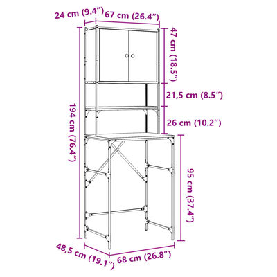 vidaXL Omara za pralni stroj sonoma hrast 68x48,5x194 cm