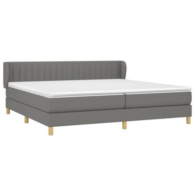 vidaXL Box spring postelja z vzmetnico temno siva 200x200 cm blago