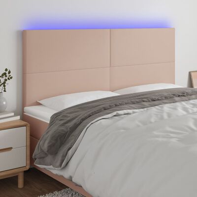 vidaXL LED posteljno vzglavje kapučino 200x5x118/128 cm umetno usnje