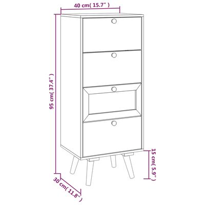 vidaXL Visoka omara s predali 40x30x95 cm inženirski les