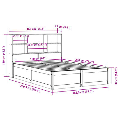 vidaXL Posteljni okvir brez vzmetnice bel 160x200 cm trdna borovina