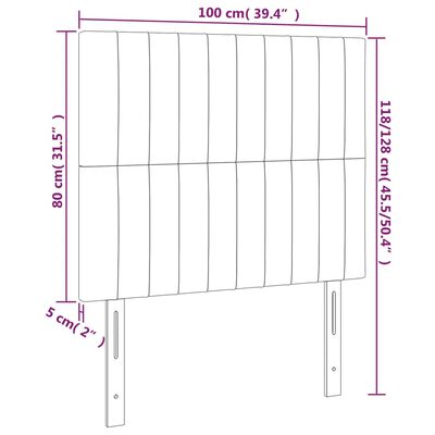 vidaXL LED posteljno vzglavje sivo 100x5x118/128 cm blago