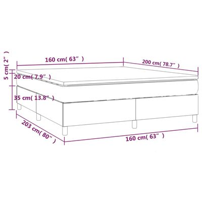 vidaXL Box spring postelja z vzmetnico svetlo siva 160x200 cm žamet