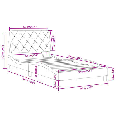 vidaXL Posteljni okvir z LED lučkami moder 100x200 cm žamet