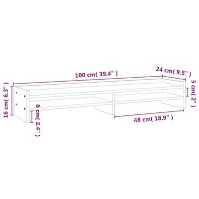 vidaXL Stojalo za zaslon 100x24x16 cm trdna borovina