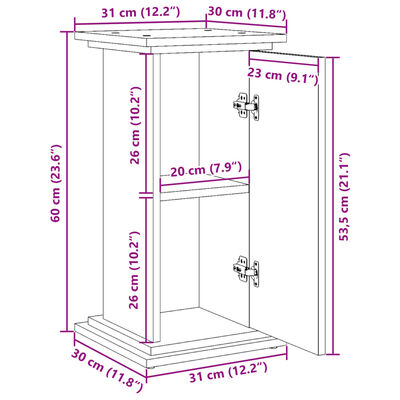 vidaXL Stojalo za shranjevanje starinski les 31x30x60 cm inž. les