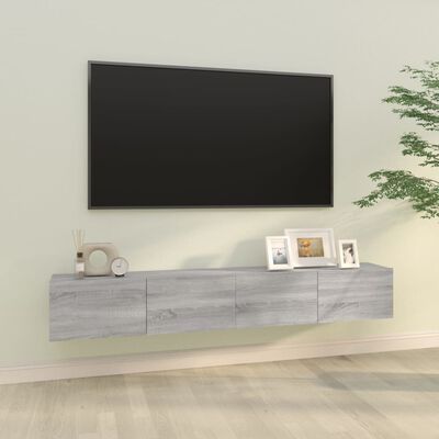 vidaXL Stenska TV omarica 2 kosa siva sonoma 100x30x30 cm inž. les