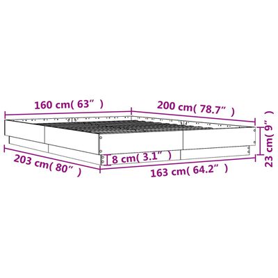 vidaXL Posteljni okvir rjav hrast 160x200 cm inženirski les