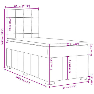 vidaXL Box spring postelja z vzmetnico črna 80x200 cm blago