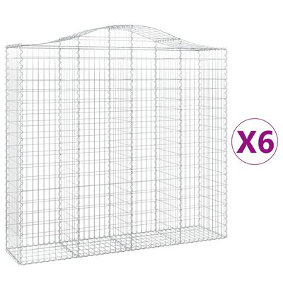 vidaXL Obokane gabion košare 6 kosov 200x50x180/200cm pocinkano železo