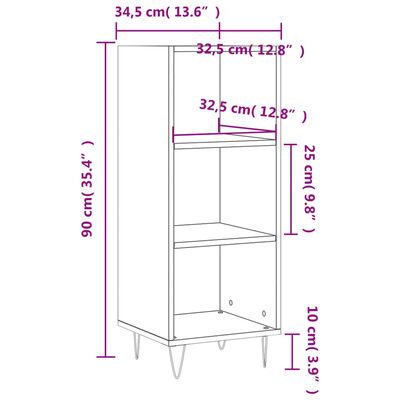 vidaXL Komoda dimljeni hrast 34,5x32,5x90 cm inženirski les