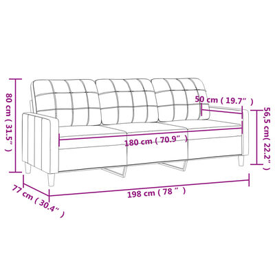 vidaXL Rabljen trosed temno siv 180 cm blago