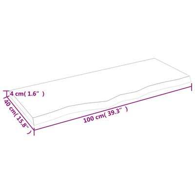 vidaXL Mizna plošča sv. rjava 100x40x(2-4)cm obdelana trdna hrastovina