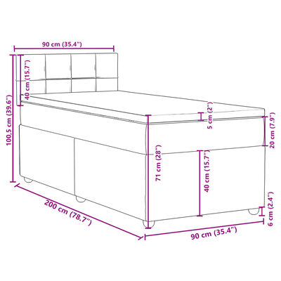 vidaXL Box spring postelja z vzmetnico svetlo siva 90x200 cm blago