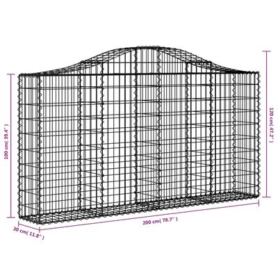 vidaXL Obokane gabion košare 7 kosov 200x30x100/120cm pocinkano železo