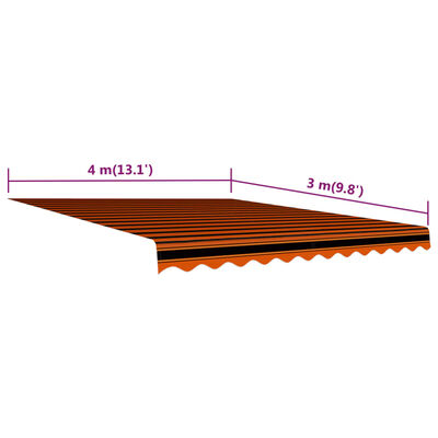 vidaXL Platno za tendo oranžno in rjavo 400x300 cm