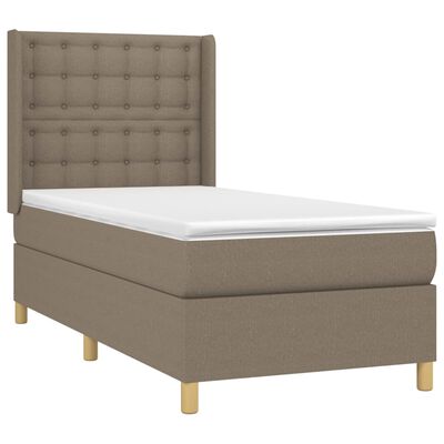 vidaXL Box spring postelja z vzmetnico taupe 90x190 cm blago